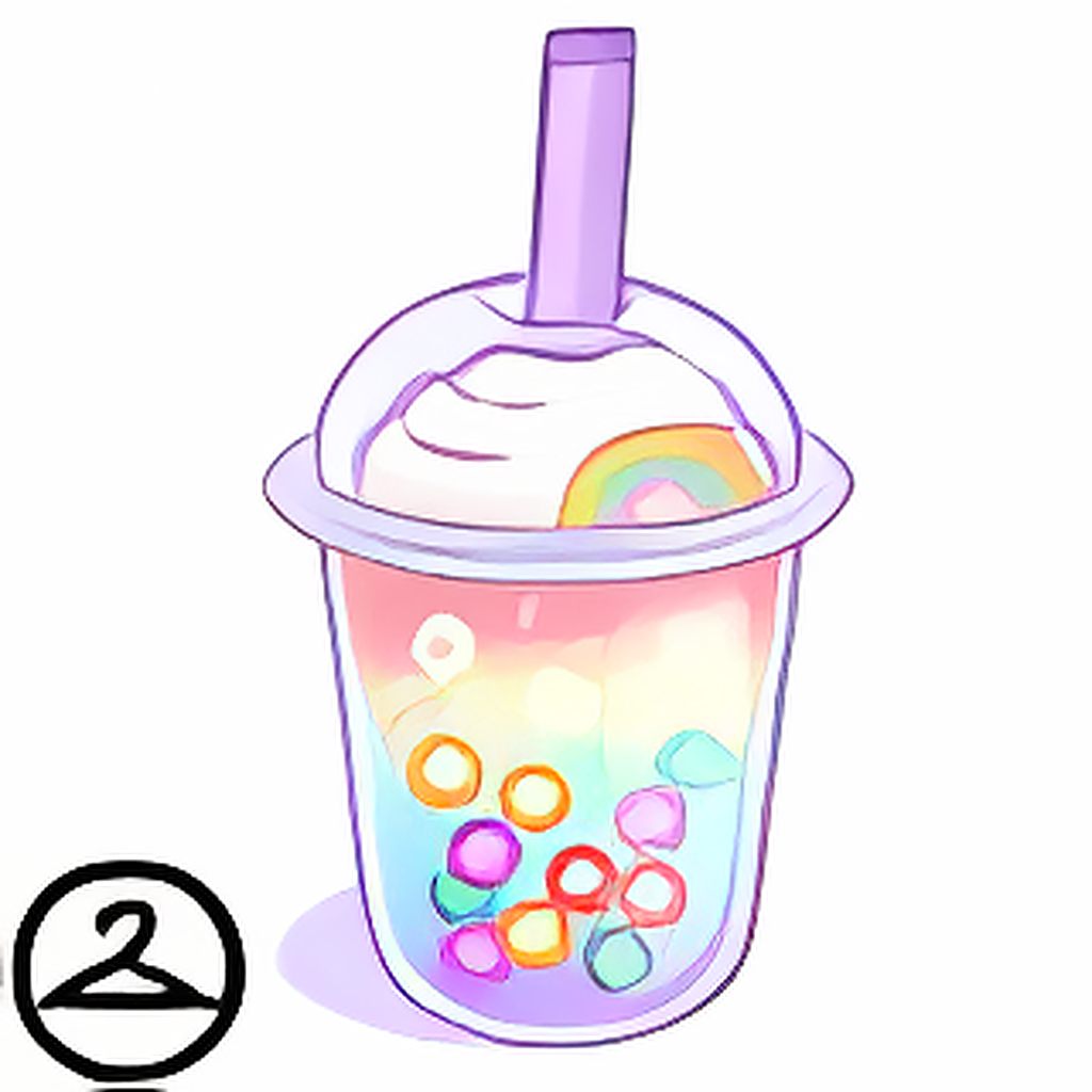 Pastel Rainbow Boba Drink Handheld