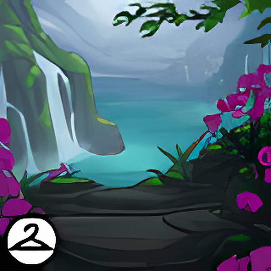 Orchid Cliffside Waterfall Background