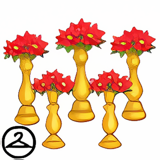 Poinsettias in Gold Vases Foreground