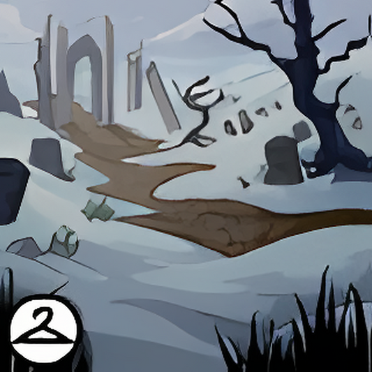 Winter Cemetery Ruins Background
