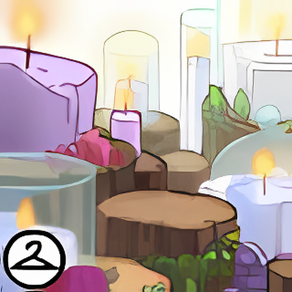 Lighted Candle Logs Foreground
