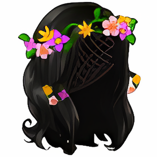 Dyeworks Black: Crown of Flowers Spring Wig