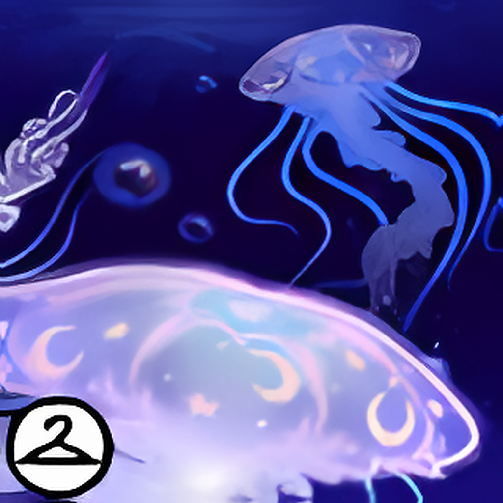 Atop a Lunar Jellyfish in the Deep Sea Background
