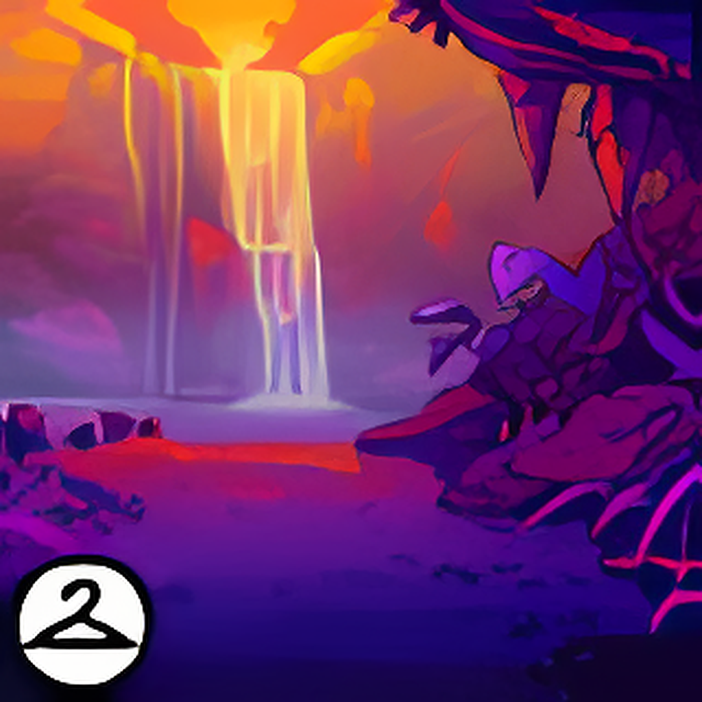 Dyeworks Sunset: Enchanted Forest Waterfall Background