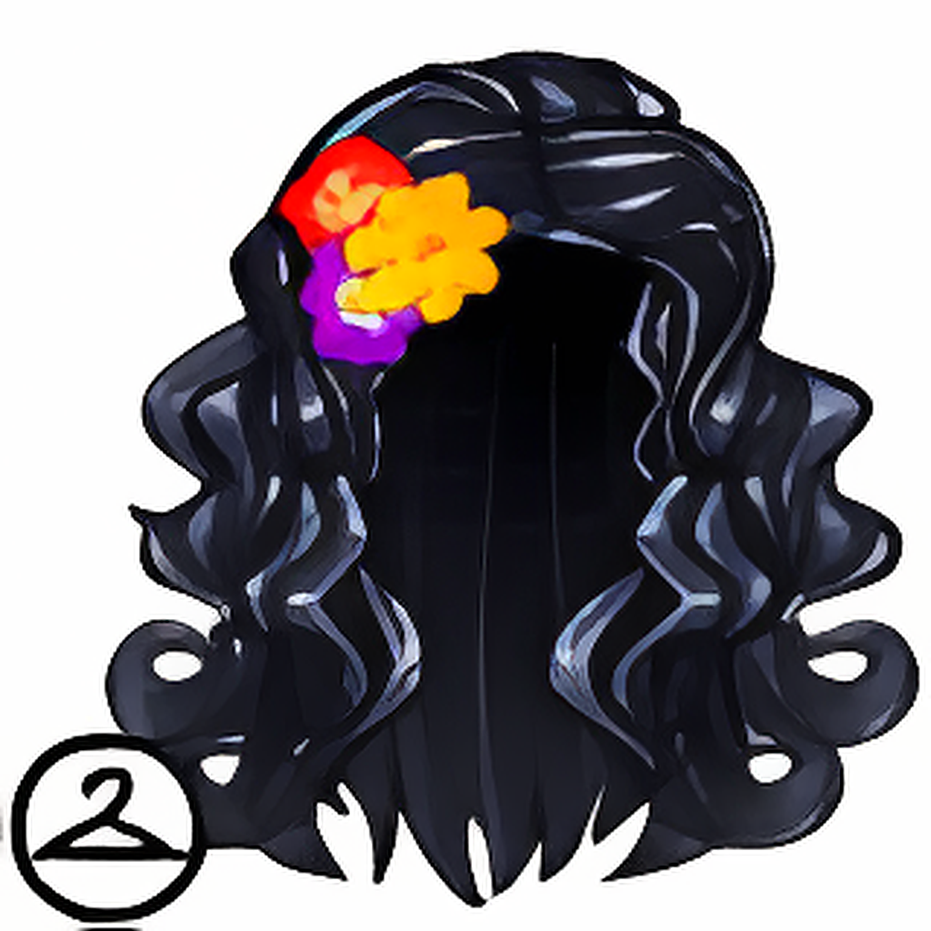 Black Wig with Tropical Flowers