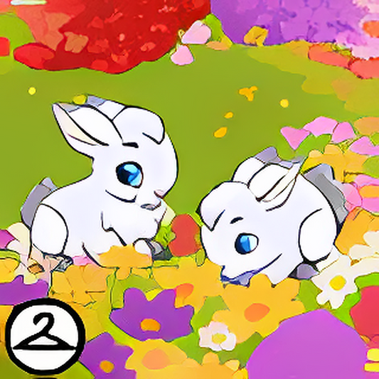 Springing Snowbunnies in Flowerbed Foreground
