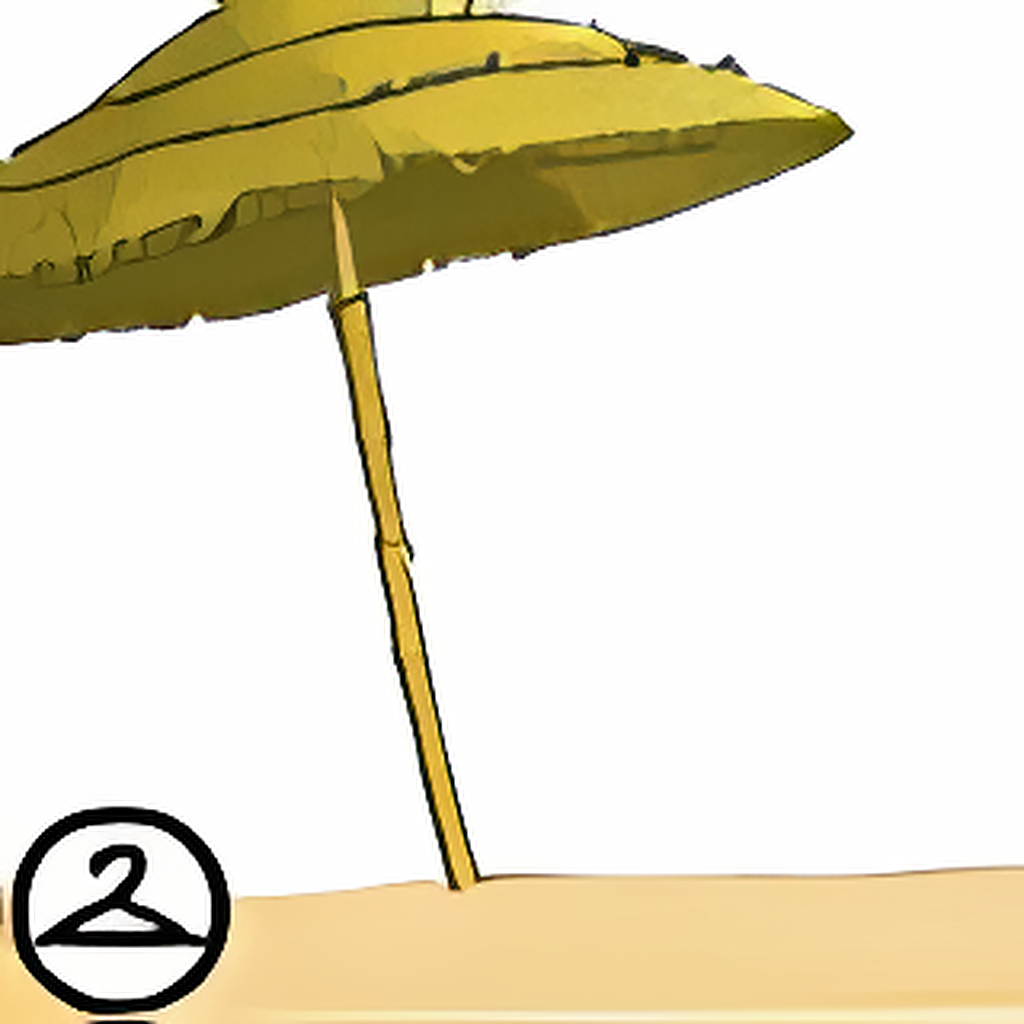 Thatched Beach Umbrella on Sand