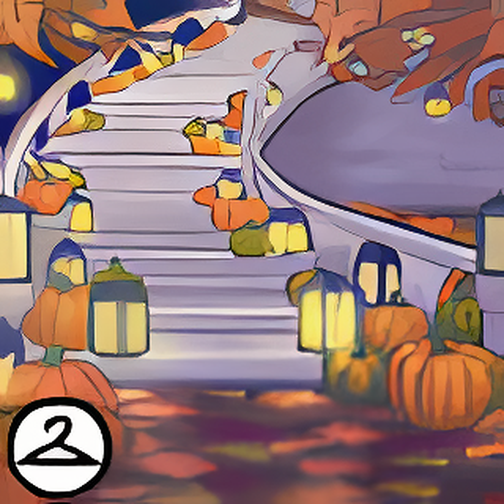 Lighted Autumn Staircase Background