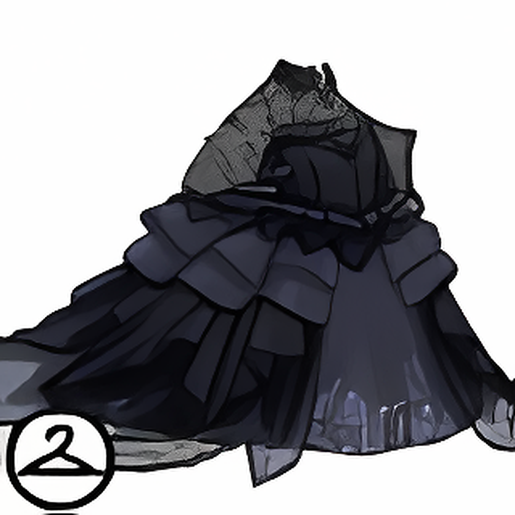 Big Ruffled and Black Lace Dress