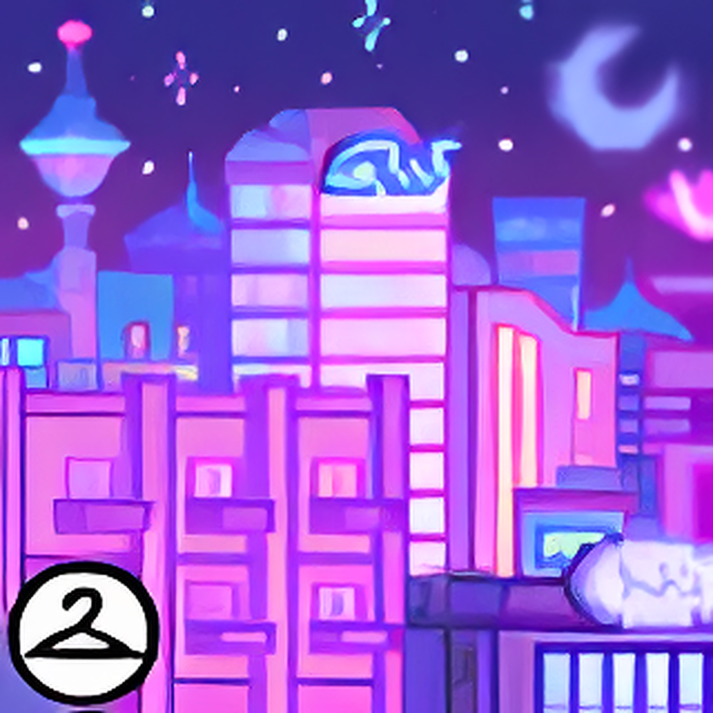 Pixel Habbo Hotel City Pop Landscape Background