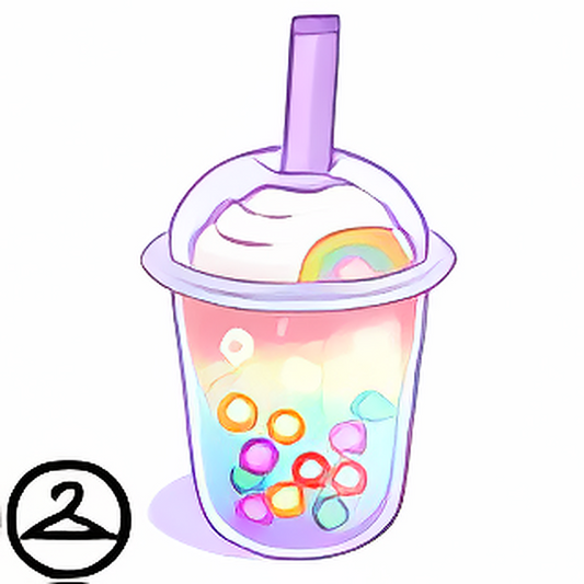 Pastel Rainbow Boba Drink Handheld