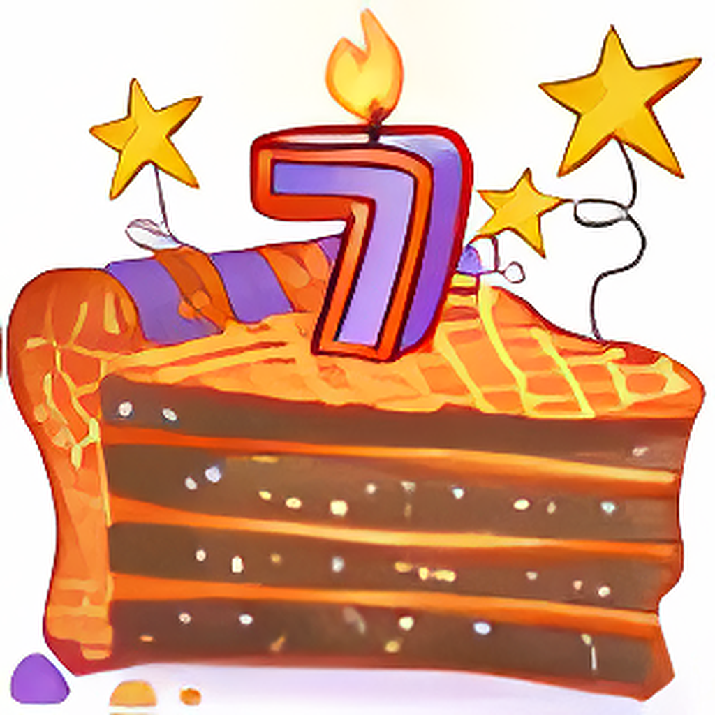 7th Birthday Cake Slice #3