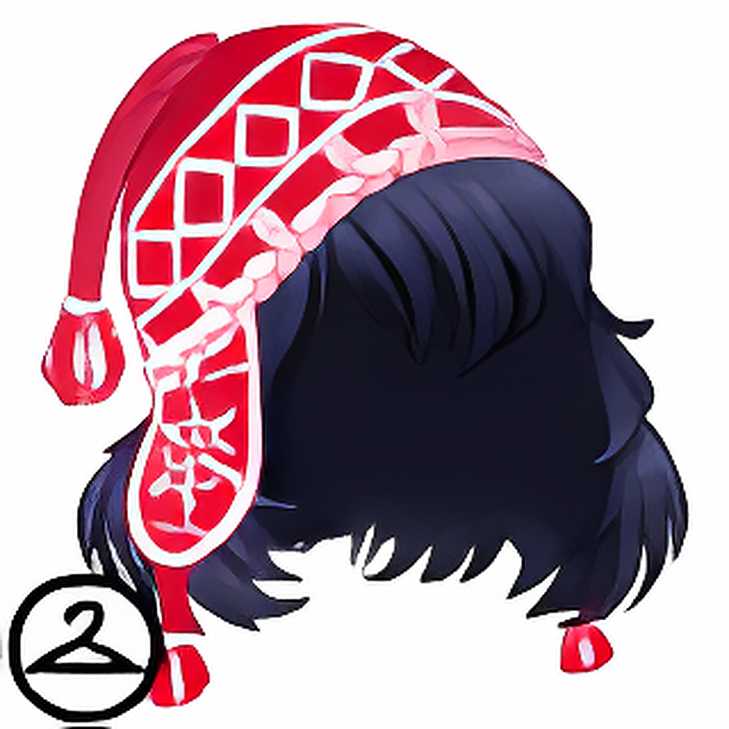 Red Knitted Beanie with Wig
