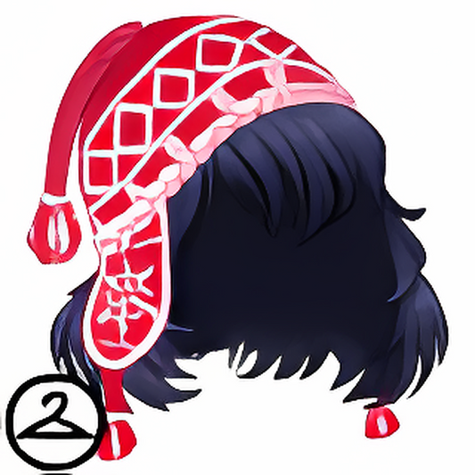Red Knitted Beanie with Wig