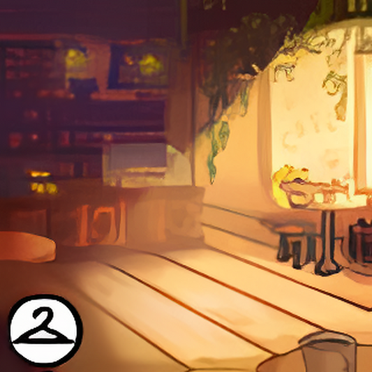 Cafe at Golden Hour Background