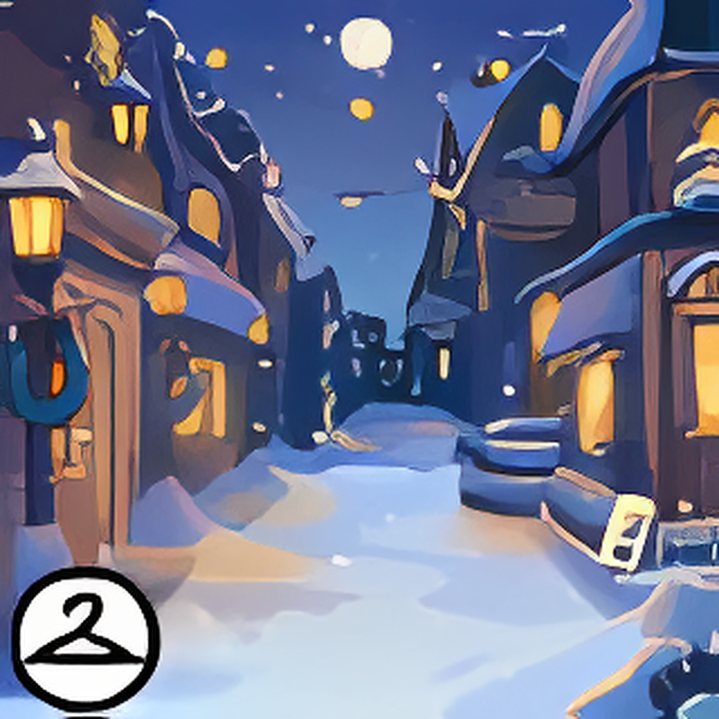 Nighttime Winter Village Background