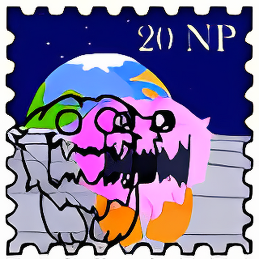 Double Printed Evil Fuzzle Stamp