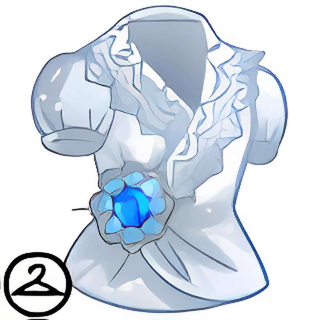 Silver Lace Shirt with Blue Brooch