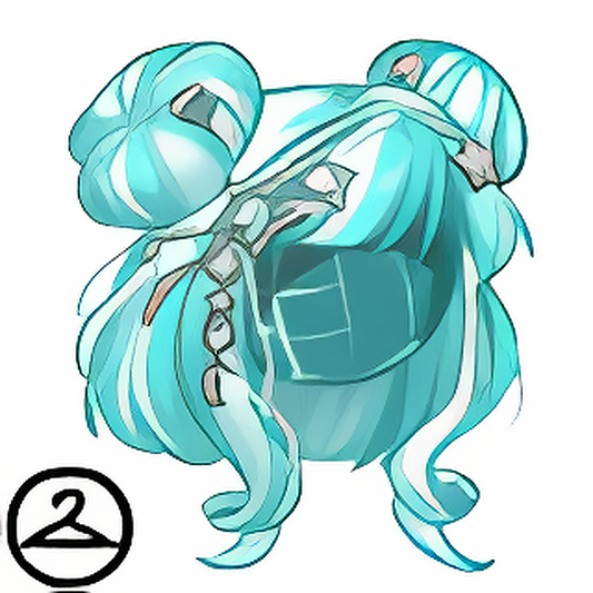 White and Cyan Bob and Buns Wig