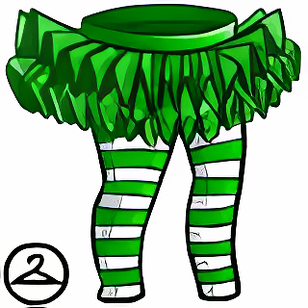 Green and White Striped Tutu with Tights