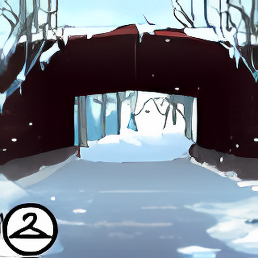 Wintery Covered Bridge Background