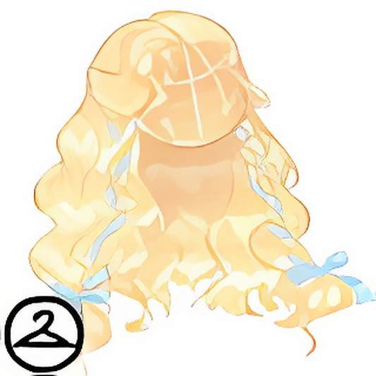 Blue Ribbon and Blonde Wavy Wig