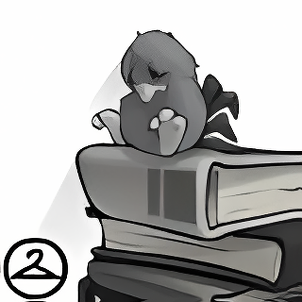 Grey Weewoo and Books Foreground